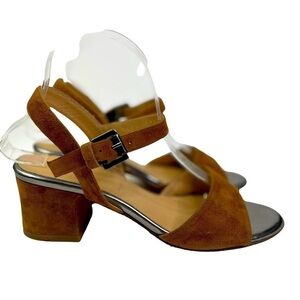 Lloyd Germany Women’s Brown Leather Chunky Heels With Ankle Strap